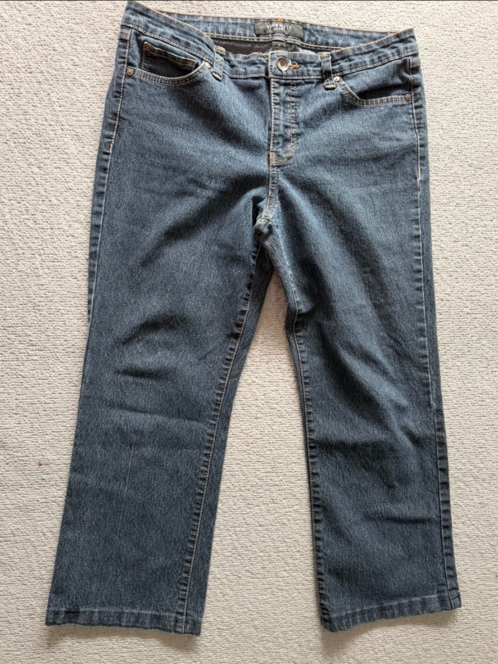 Women's Nine West Cropped Jeans Size 12 Dark Wash Denim Mid Rise Casual